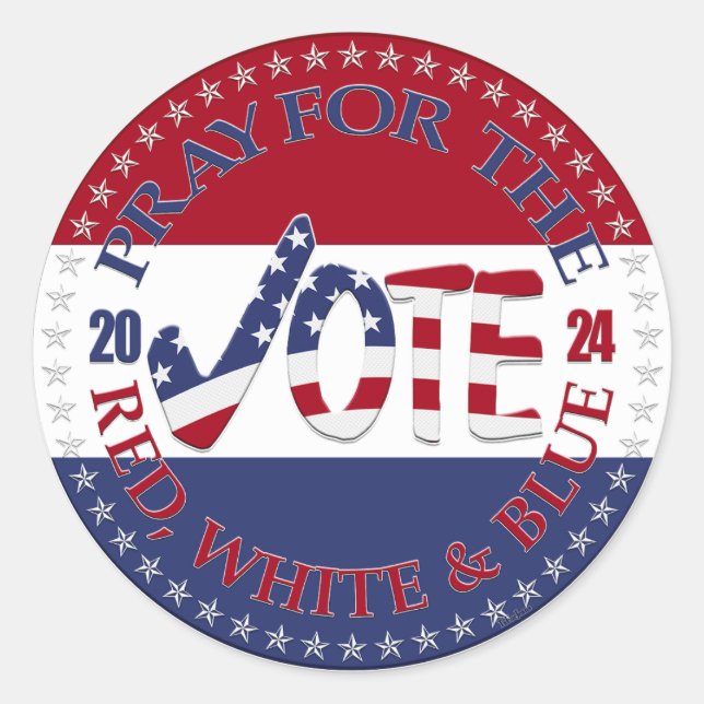 2024 Pray For The Red, White  Blue USA Check Mark Classic Round Sticker (Front)
