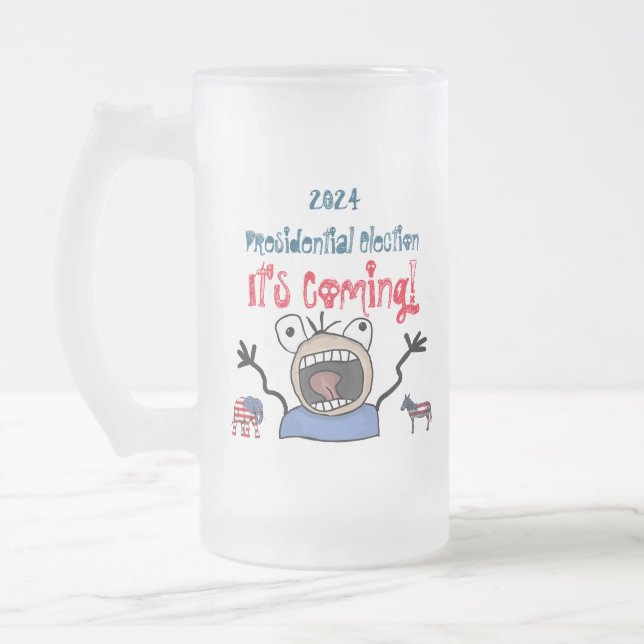 2024 Presidential Election, It's Coming! Frosted Glass Beer Mug (Left)