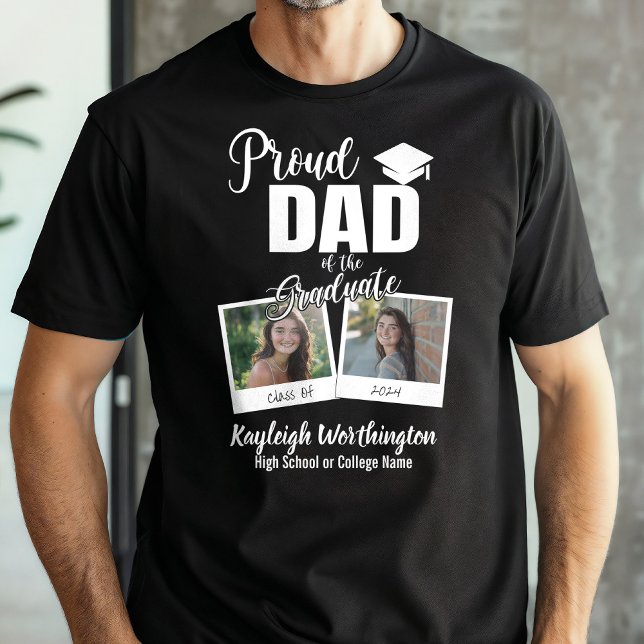 2024 Proud Dad of the Graduate Custom Photo T-Shirt (Creator Uploaded)