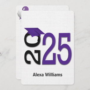 2024 Purple and Black Graduation Party Invitation