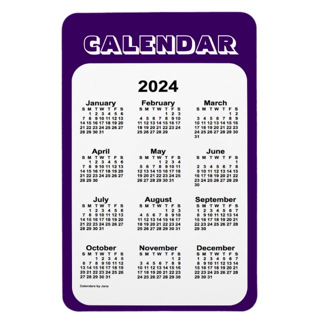 2024 Purple Calendar by Janz 4x6 Magnet (Vertical)