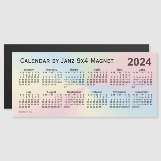 2024 Rainbow Cloud Calendar by Janz 9x4 Magnet (Front/Back)