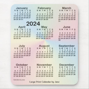 2024 Rainbow Cloud Large Print Calendar by Janz Mouse Mat