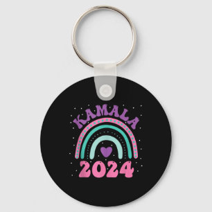 2024 Rainbow Groovy Vote For President Kamala-harr Key Ring