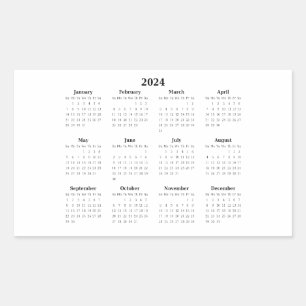 2024 Rectangular Monthly Calendar     Sticker