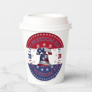 2024 Red and Blue Let Freedom Ring Liberty Bell Paper Cups