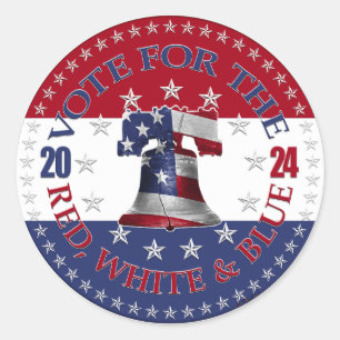 2024 Red and Blue Vote for the Red White Blue Bell Classic Round Sticker