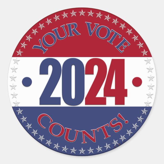 2024 Red and Blue Your Vote Counts Classic Round Sticker (Front)