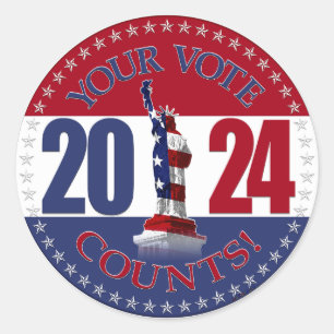 2024 Red and Blue Your Vote Counts Statue Liberty Classic Round Sticker