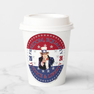 2024 Red Blue Freedom, Equality, Justice Liberty U Paper Cups