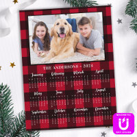 2024 Red Buffalo Plaid Family Dog Photo Calendar