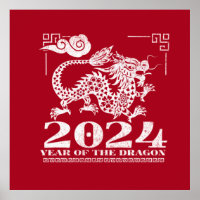 2024 Red Chinese Zodiac Year of the Dragon 
