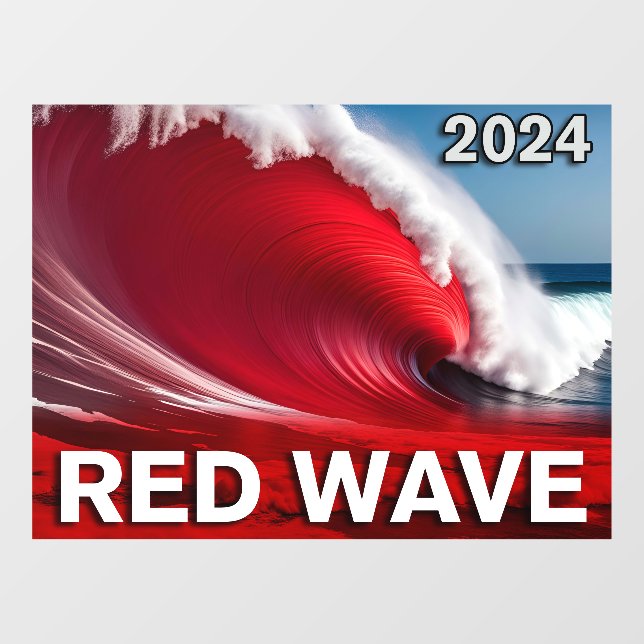 2024 RED WAVE - Eye-Catching Tsunami Ocean Wave Window Cling (Sheet)