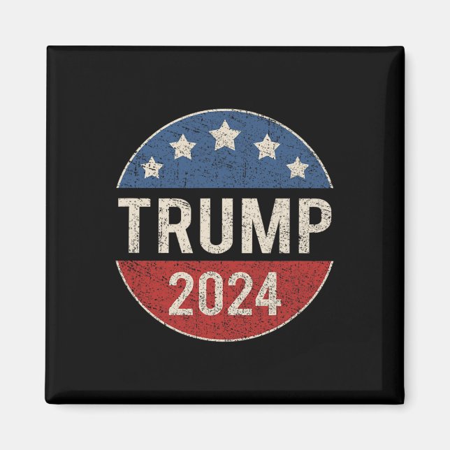 2024 Retro Campaign Button Re Elect President Trum Magnet (Front)