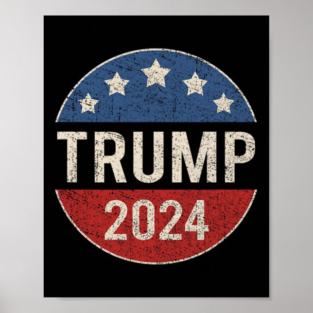 2024 Retro Campaign Button Re Elect President Trum Poster (Front)