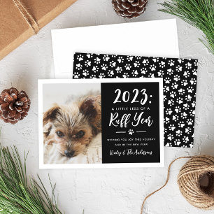 2024 Ruff Year Black and White Funny Dog Photo Holiday Card