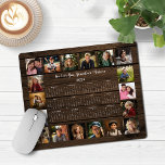2024 Rustic Wood Multiple Photo Collage Calendar Mouse Mat<br><div class="desc">🌟2024 Rustic Wood Multiple Photo Collage Calendar Mouse Pad featuring a simple, minimalist year-at-a-glance calendar and 18 of your favourite photos. This is a simple black and white, but the colours are all customisable. Makes a great gift for grandparents, parents, aunts, uncles, godparents, and more! Please contact us at cedarandstring@gmail.com...</div>