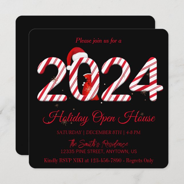 2024 Santa Claus, snowflakes elegant chic Holiday Card (Front/Back)