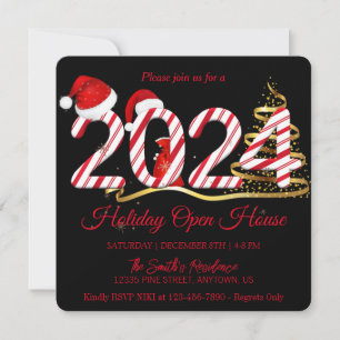 2024 Santa Claus, Snowflakes Elegant Chic Holiday Card