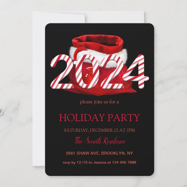 2024 Santa Claus, snowflakes elegant chic Invitation (Front)