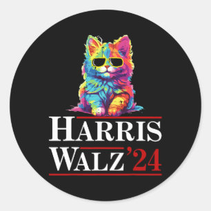 2024 Shirt Kamalaharris Timwaltz 2024 Cat Lgbt  Classic Round Sticker