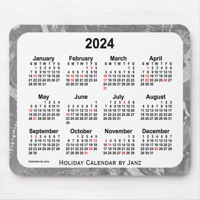 2024 Silver Holiday Art Calendar by Janz Mouse Pad | Zazzle.co.uk