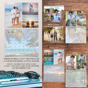 2024 Simple Custom Photo Collage 4 Per Month Calendar