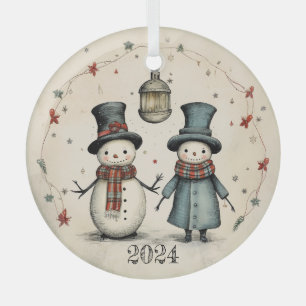 2024 Snowman Glass Tree Decoration