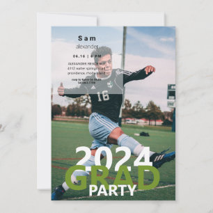 2024 Soccer Photo Graduation Party  Invitation