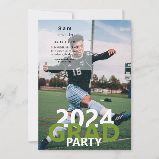 2024 Soccer Photo Graduation Party  Invitation (Front)