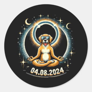 2024 Solar Eclipse Dog Classic Round Sticker