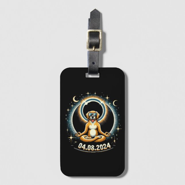 2024 Solar Eclipse Dog Luggage Tag (Front Vertical)
