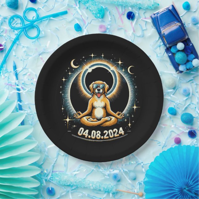 2024 Solar Eclipse Dog Paper Plate (Party)