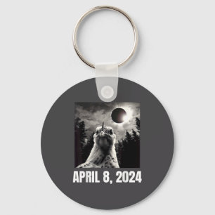 2024 Solar Eclipse Funny Chicken Selfie Key Ring
