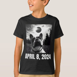 2024 Solar Eclipse Funny French Bulldog Selfie Men T-Shirt