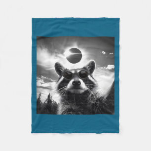 2024 Solar Eclipse Funny Raccoon Selfie Men Women Fleece Blanket