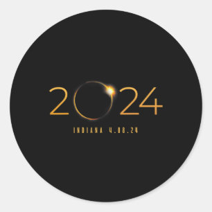 2024 Solar Eclipse Indiana American Totality Sprin Classic Round Sticker