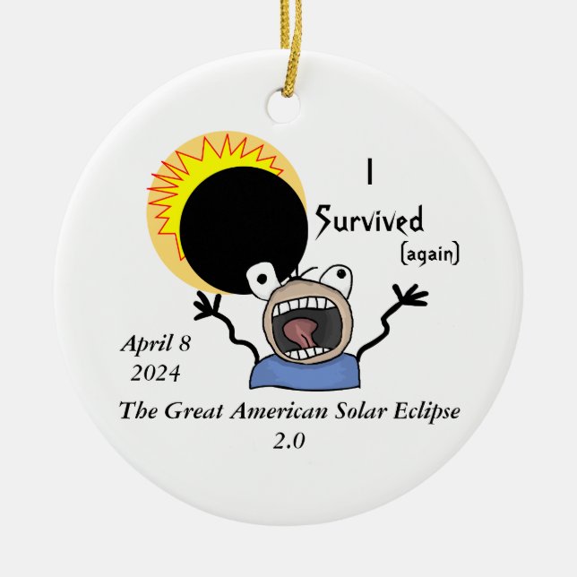 2024 Solar Eclipse Survival Edition Ceramic Tree Decoration (Front)