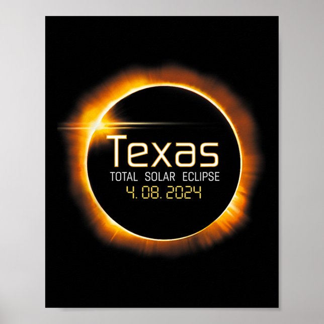 2024 Solar Eclipse Texas Usa Totality  Poster (Front)