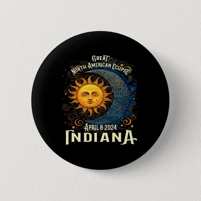 2024 Solar Eclipse Totality Celestial Event Souven 6 Cm Round Badge (Front)