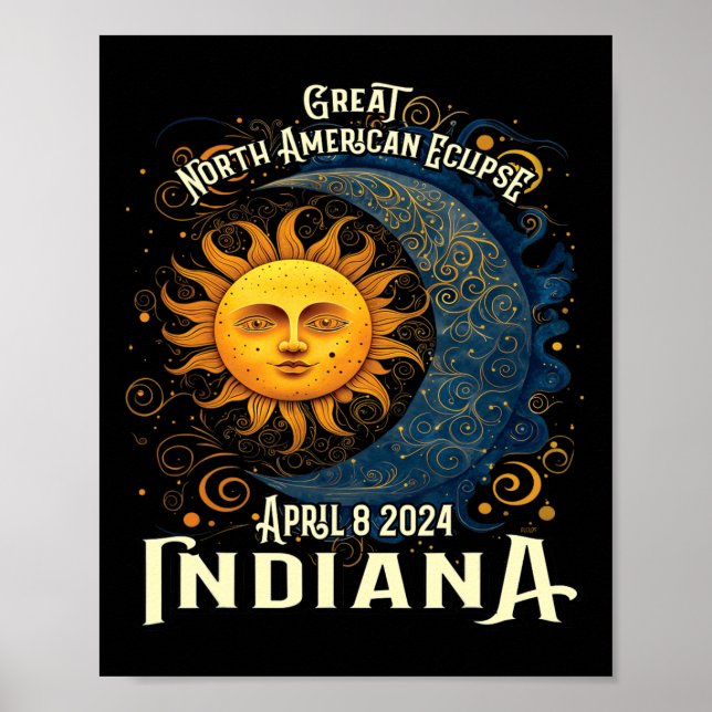 2024 Solar Eclipse Totality Celestial Event Souven Poster (Front)