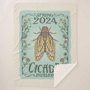 2024 Spring Cicada Invasion Sherpa Blanket