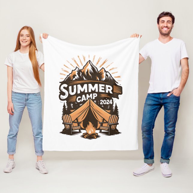 2024 Summer Camp Summer Camping Vacation Matching  Fleece Blanket (In Situ)