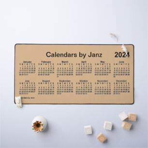 2024 Tan Large Print Calendar by Janz Desk Mat
