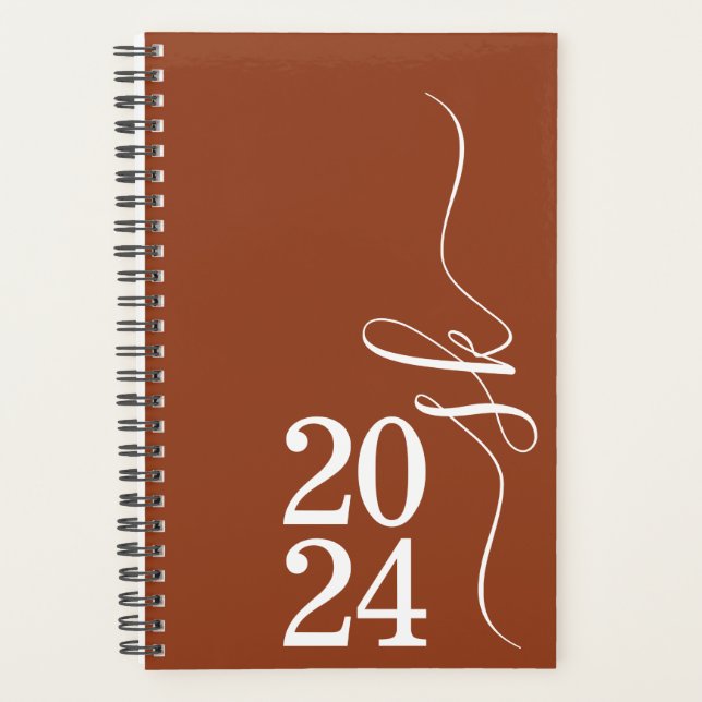 2024 Terracotta Monogram Personal Weekly Planner (Front)