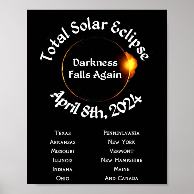 2024 Total Eclipse Darkness Falls Again  Poster (Front)