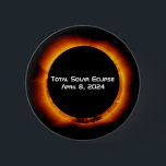 2024 Total Solar Eclipse 6 Cm Round Badge<br><div class="desc">The next great American total solar eclipse is on Monday, April 8, 2024. It will begin in the Pacific Ocean and swing up through Mexico with a maximum at Durango. Totality will then be visible as totality follows a northeastern arc through Texas, Oklahoma, Arkansas, Missouri, Illinois Kentucky, Indiana, Michigan, Ohio,...</div>
