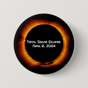 2024 Total Solar Eclipse 6 Cm Round Badge