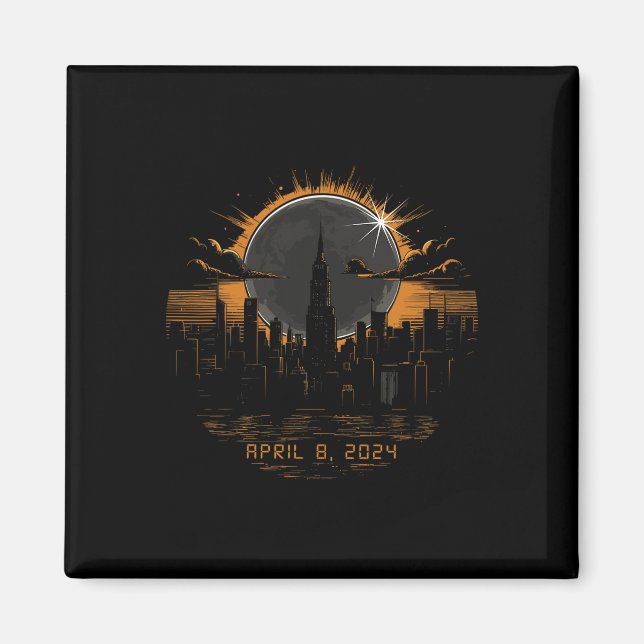 2024 Total Solar Eclipse April 8 New York  Magnet (Front)