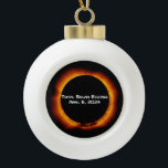 2024 Total Solar Eclipse Ceramic Ball Christmas Ornament<br><div class="desc">The next great American total solar eclipse is on Monday, April 8, 2024. It will begin in the Pacific Ocean and swing up through Mexico with a maximum at Durango. Totality will then be visible as totality follows a northeastern arc through Texas, Oklahoma, Arkansas, Missouri, Illinois Kentucky, Indiana, Michigan, Ohio,...</div>